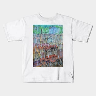 Watercolor Sketch - Genève, Saint-François from Champel on a Rainy Day Kids T-Shirt